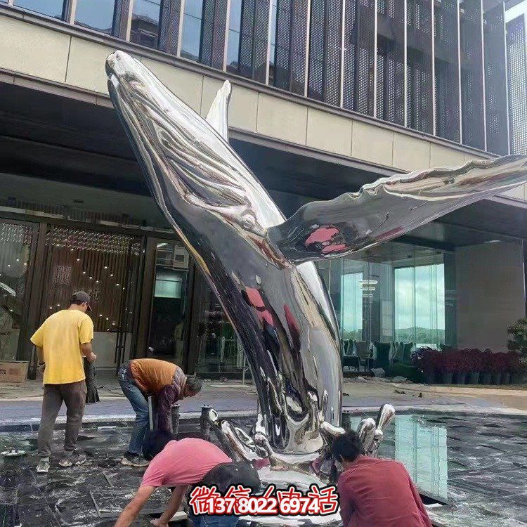 大型不銹鋼鏤空魚類擺件，為戶外水景商場售樓部裝飾