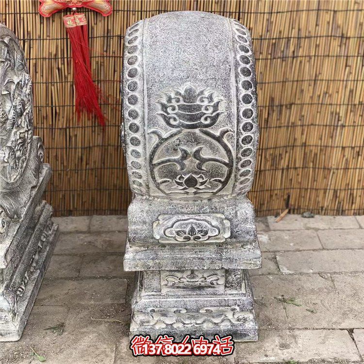 青石石雕抱鼓，點綴園林之美