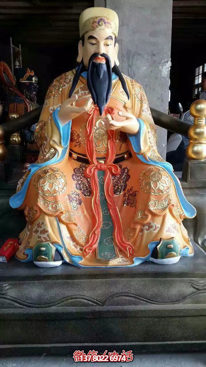 精美供奉財神雕塑，玻璃鋼彩繪絢麗奪目