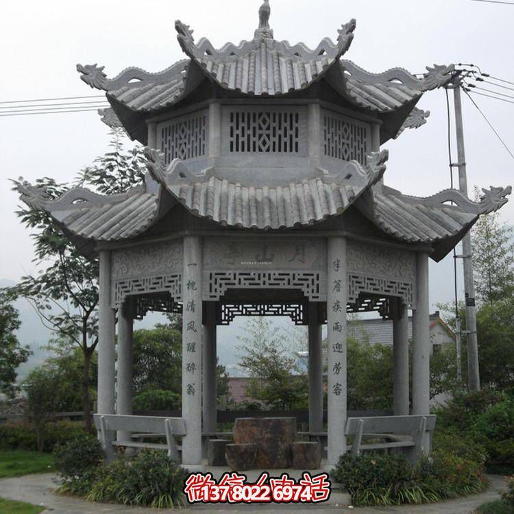 仿古青石涼亭，美觀大方，雕塑精美