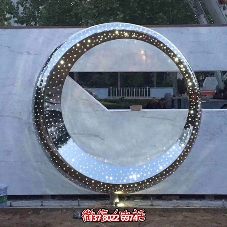 不銹鋼海豚景觀雕塑，提升酒店會所的抽象圓環氛圍