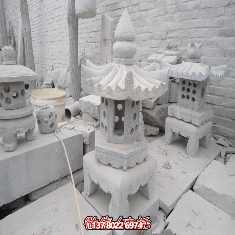 精美石燈鏤空大理石裝飾擺件，點亮你的漢白玉庭院