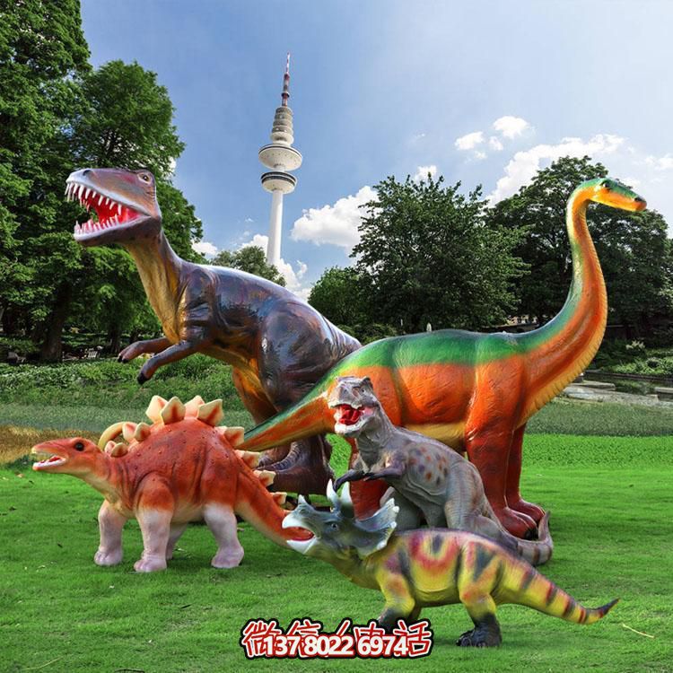 創意恐龍玻璃鋼擺件，裝飾園林景觀與游樂場