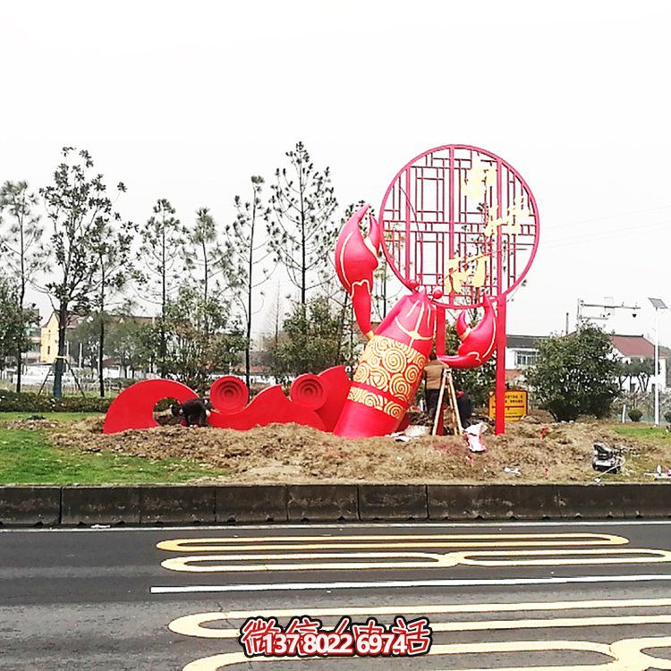 大型玻璃鋼龍蝦模型雕塑，裝飾城市街道邊