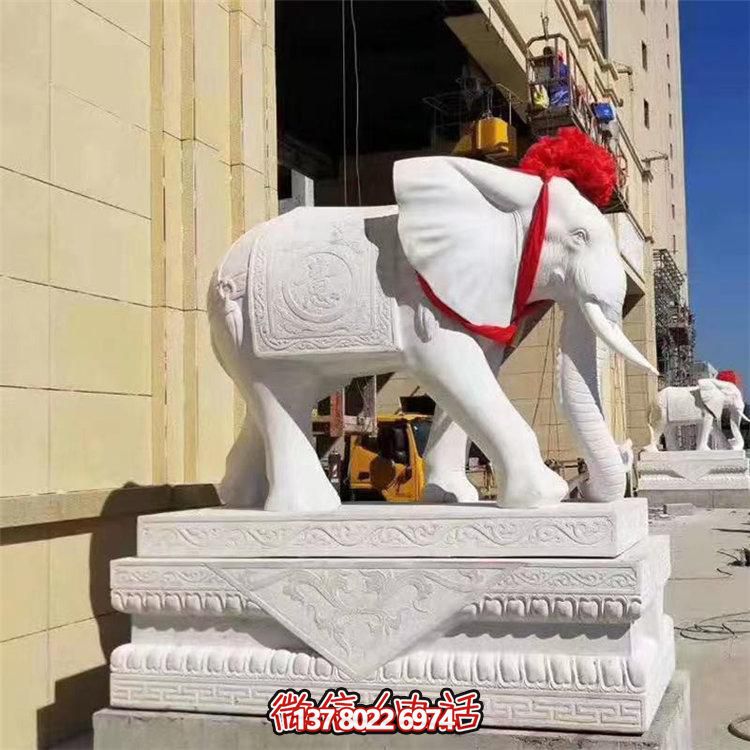 漢白玉石象雕塑，定制財神招風水神