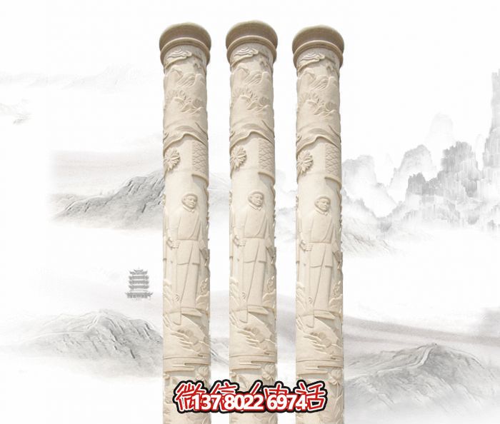 廣場(chǎng)人物景觀漢白玉石柱雕塑 廣場(chǎng)人物景觀漢白玉石柱雕塑
